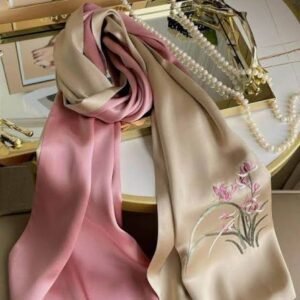 Handcrafted Embroidered Silk Scarf