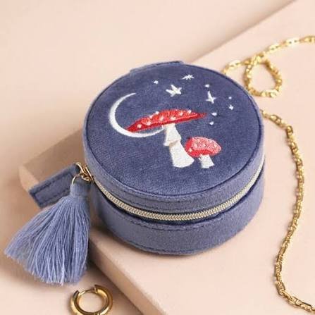 Embroidered Velvet Travel Jewelry Pouch